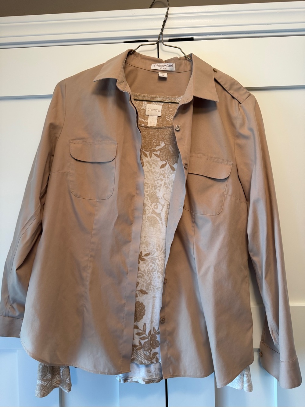 Coldwater Creek Men's Taupe Button-Down Shirt Jacket